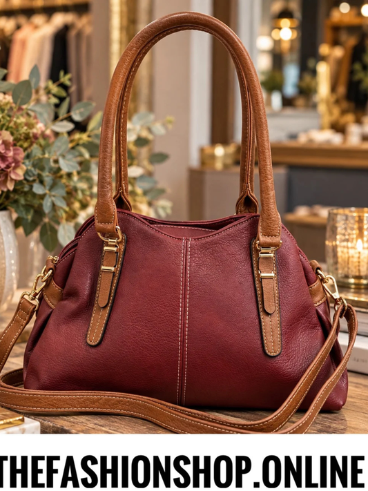 The Verona Bag in Wine and Tan