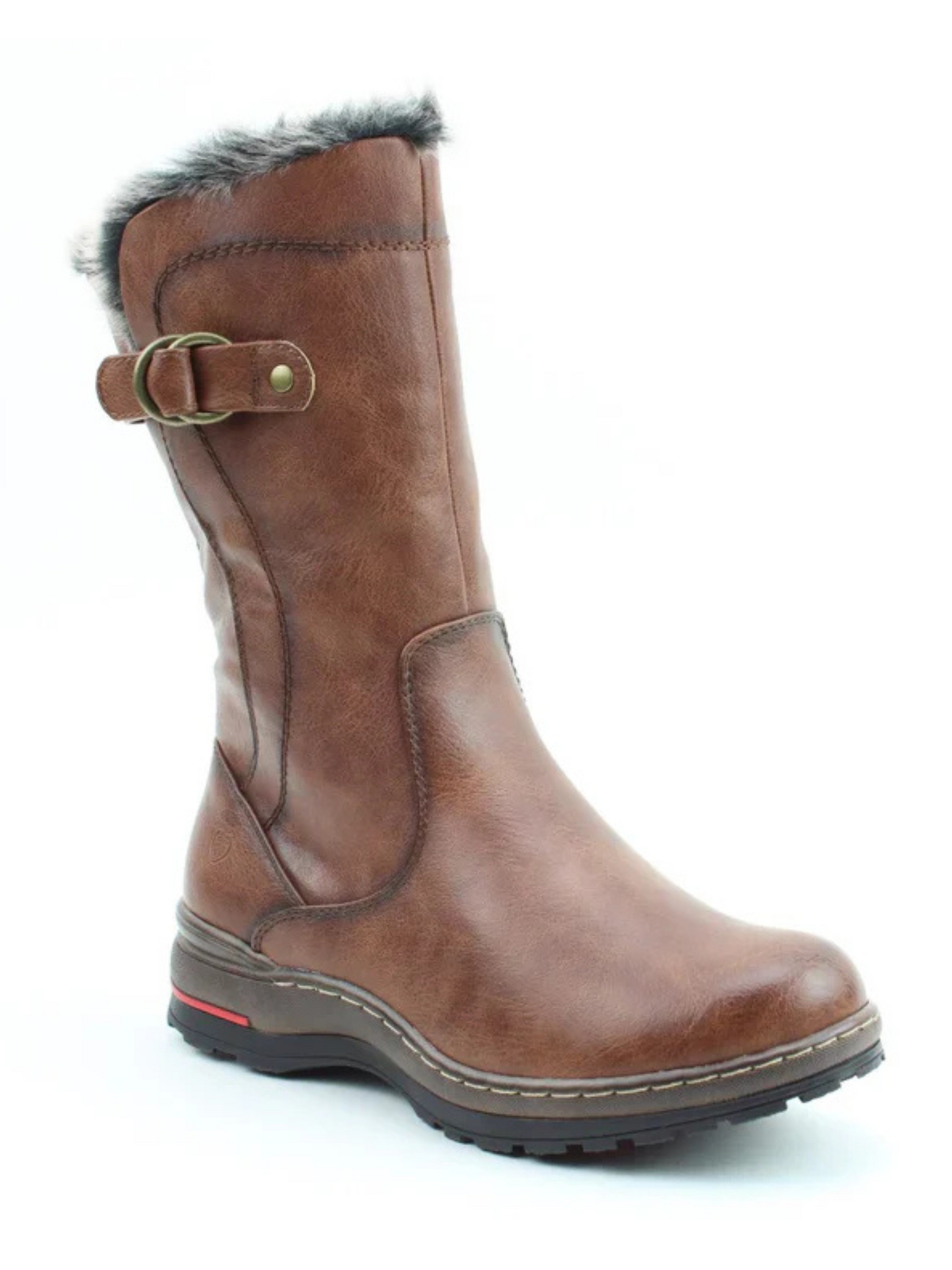 Heavenly Feet dark tan Bramble wide fit mid calf boot with zip sizes 4-8 (EU37-42)