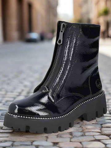 Rieker black patent fleece lined boot sizes 4-8