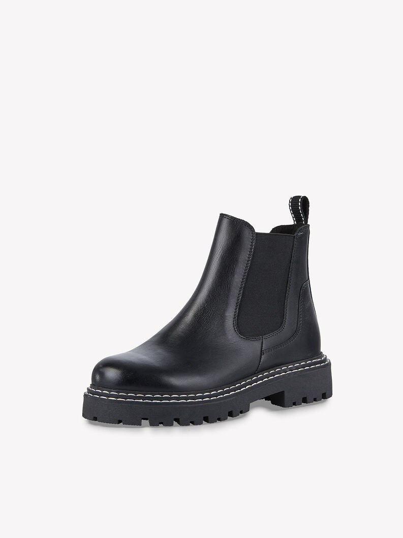 Marco Tozzi black leather stitch Chelsea boots sizes 4-8