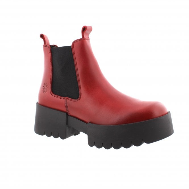 Fly of London Exia Rug red leather chunky Chelsea boot sizes 4-8