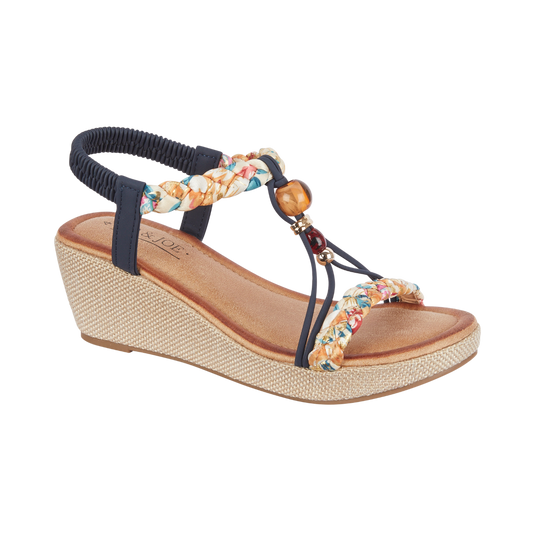 Jo & Joe Faro navy wedge sandal sizes 4-8 (37-41)