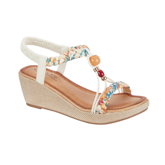 Jo & Joe Faro white wedge sandal sizes 4-8 (37-41)