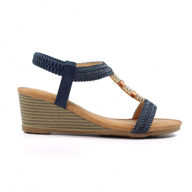 Lunar Florence navy wedge sandal sizes 4-8 (37-41)