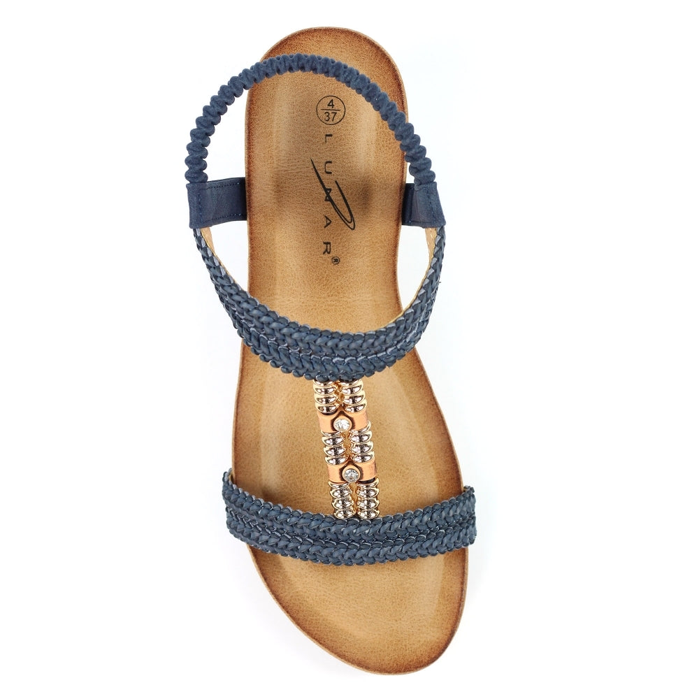 Lunar Florence navy wedge sandal sizes 4-8 (37-41)