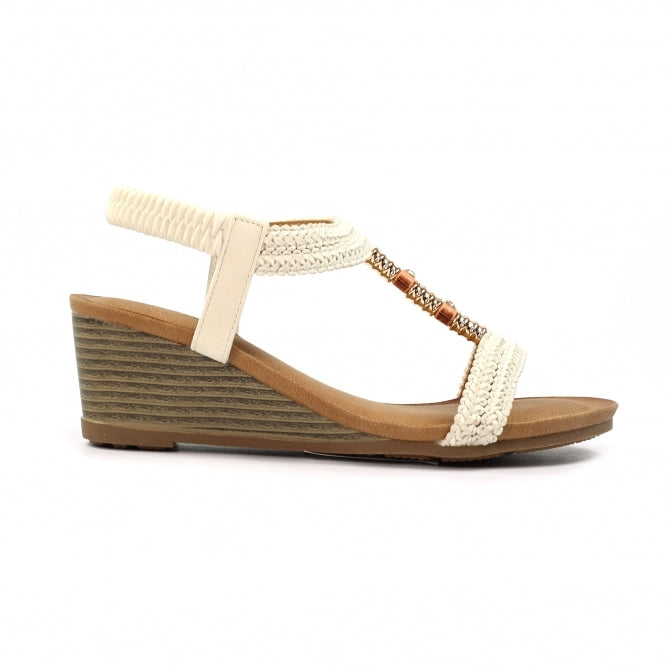 Lunar Florence white wedge sandal sizes 4-8 (37-41)