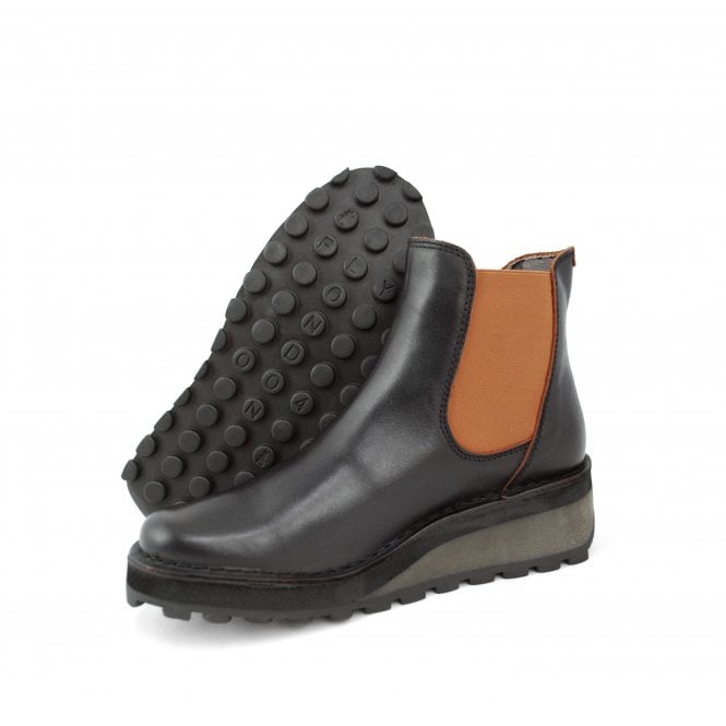 Fly of London Huud Java black/red leather Chelsea boot sizes 4-8