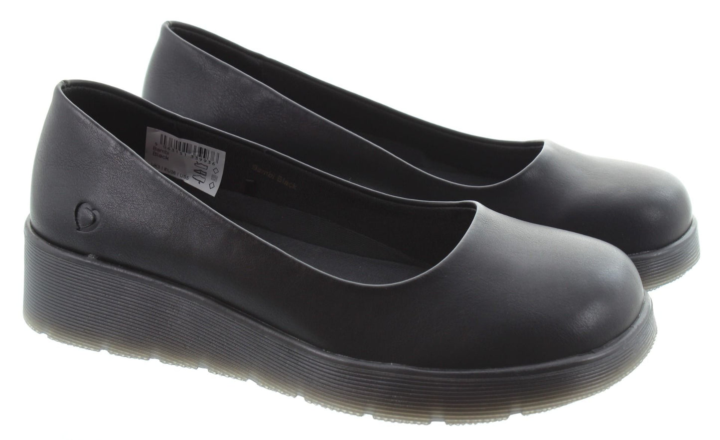 Heavenly Feet bambi black slip on shoes 4-8 (37-41)