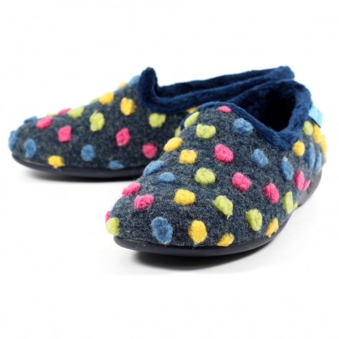 Lunar Helix blue polka dot slipper sizes 4-8