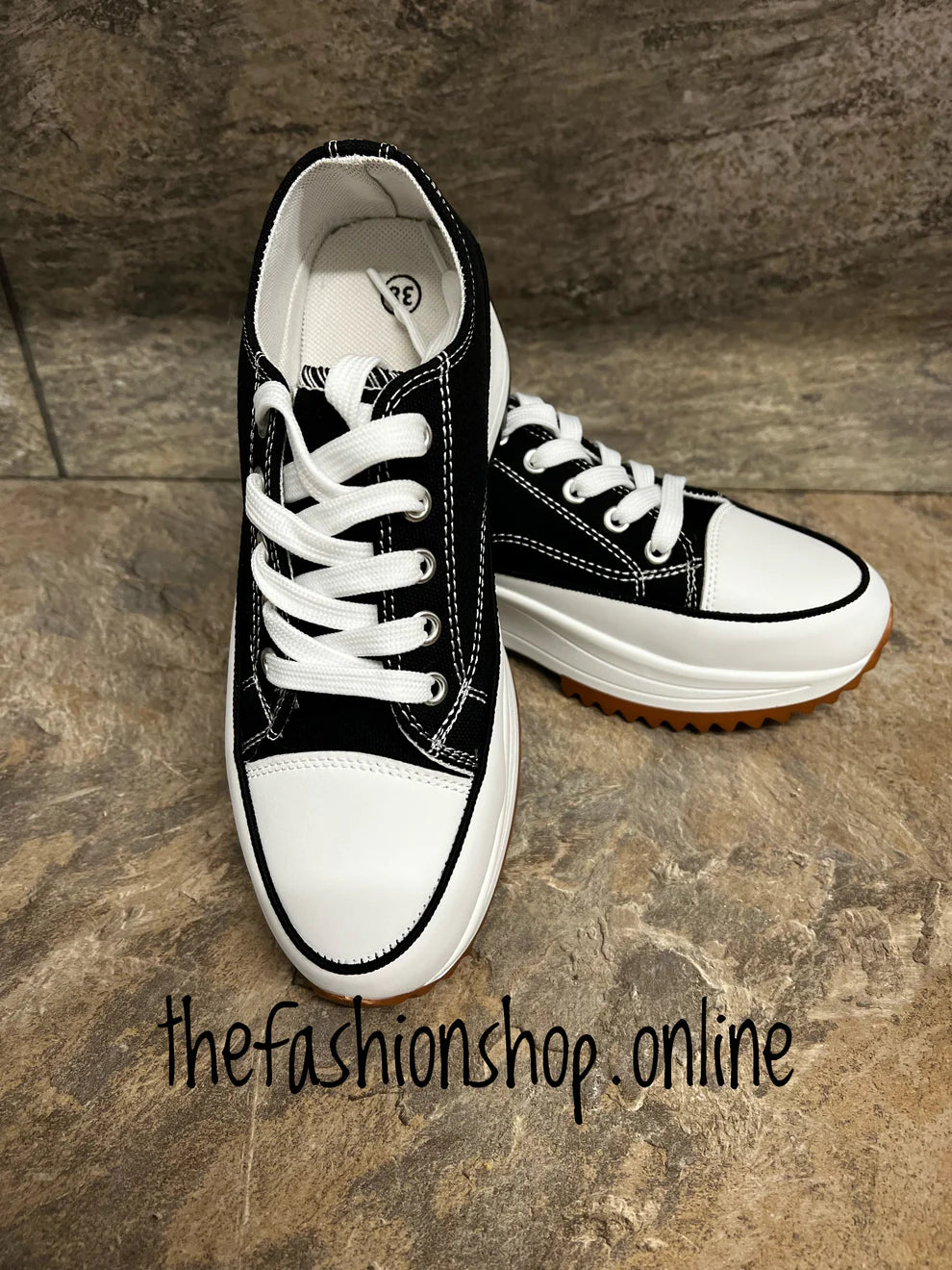 Black Chunky lace up trainer sizes 3-8 (36-41)