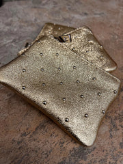 Leather studded gold purse