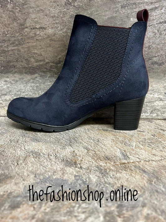 Marco Tozzi navy heeled Chelsea ankle boot 4-9
