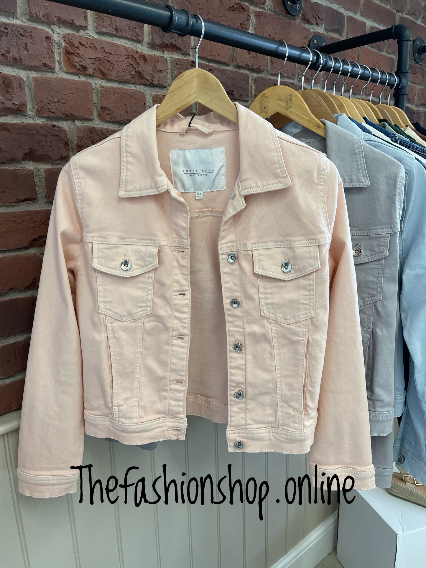 Pink denim style cotton jacket sizes 8-18