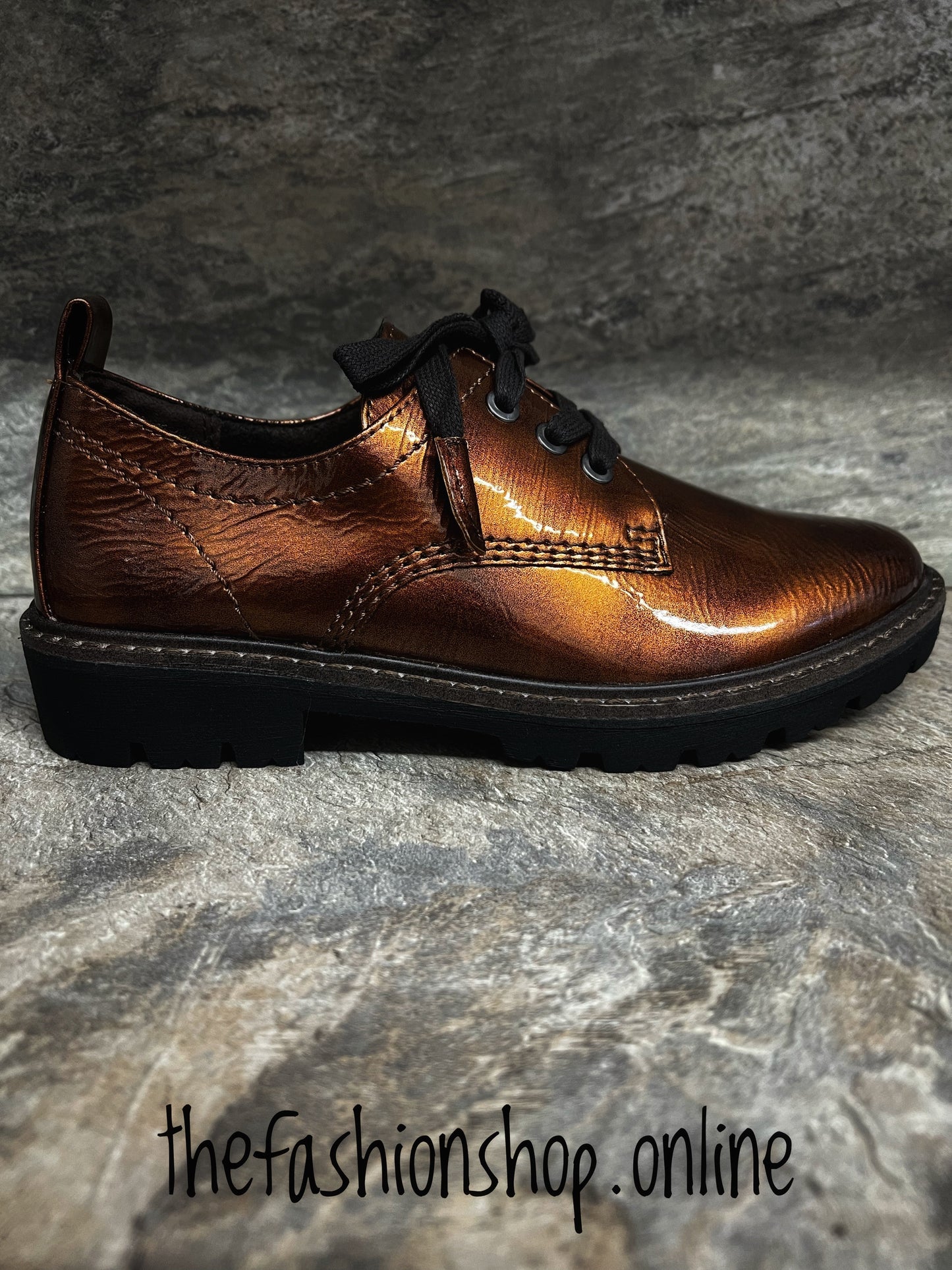 Marco Tozzi bronze patent lace up shoe 4-9