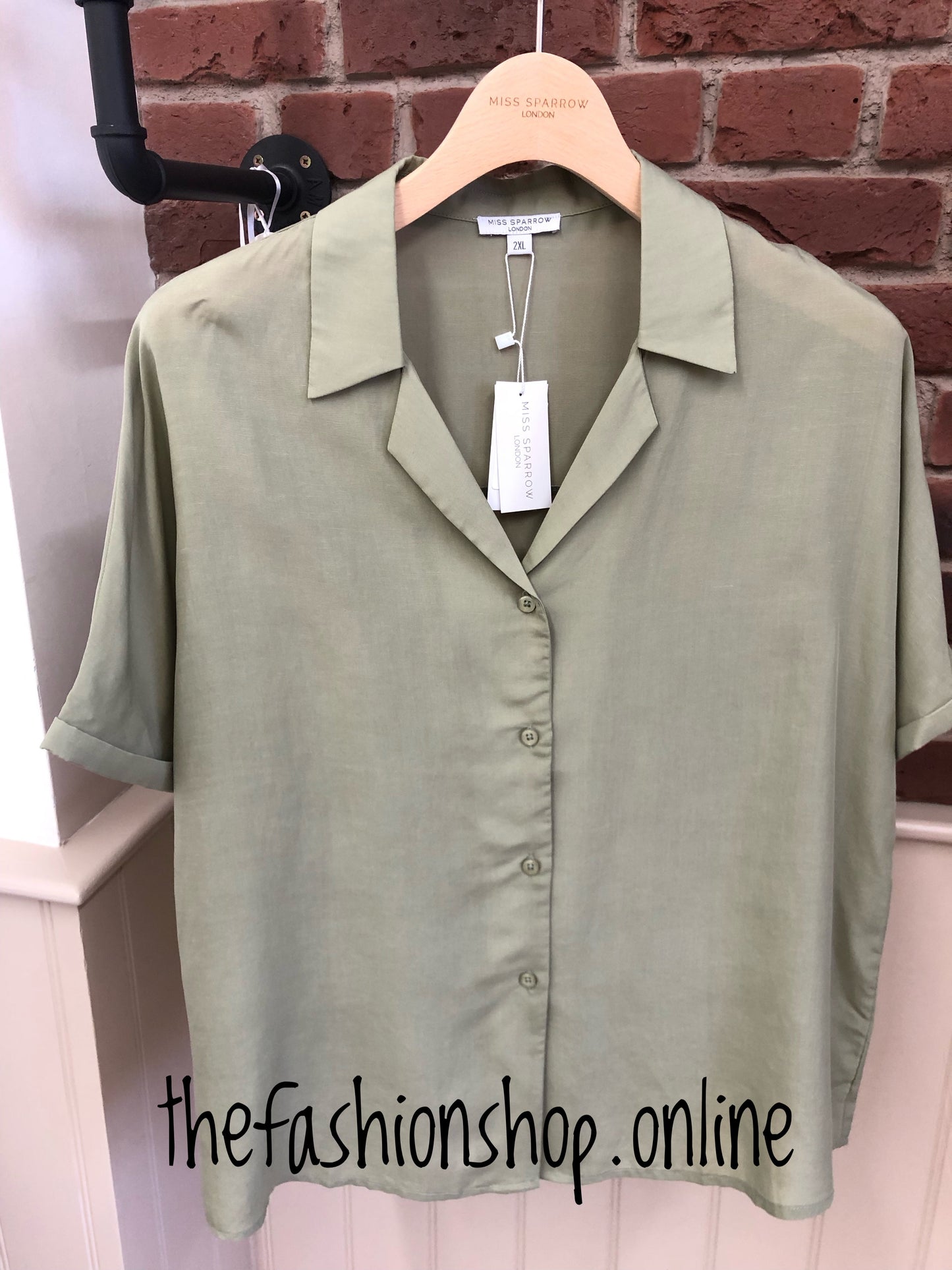 Miss Sparrow sage green shirt S-2XL