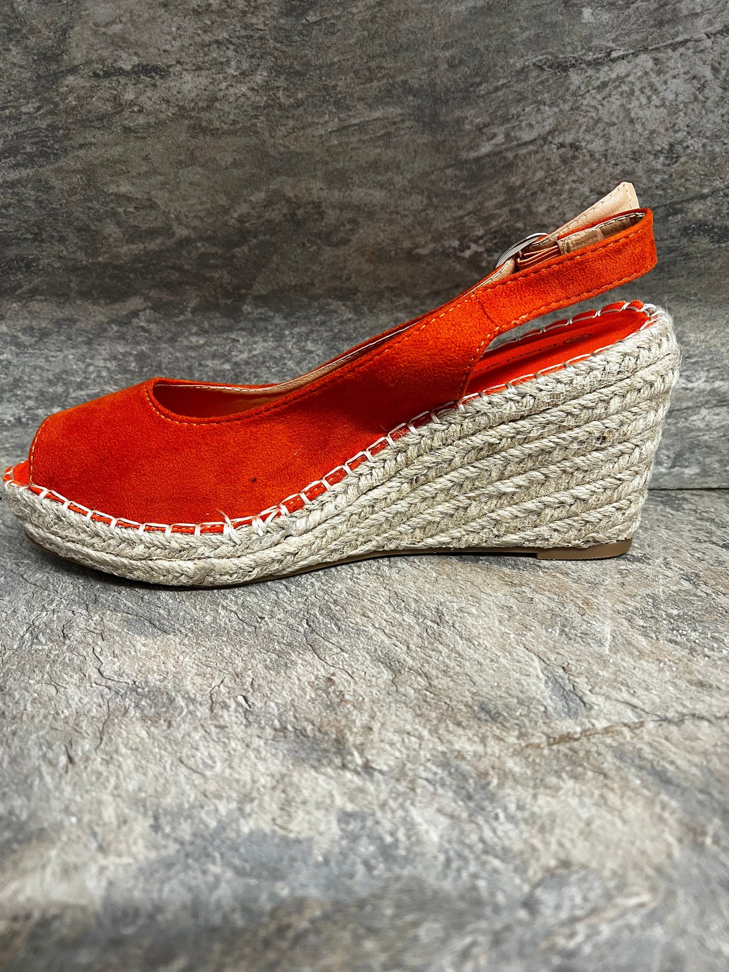 Orange open toe wedges 3-8