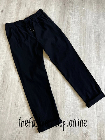 Black smooth super stretchy trousers (reg) 10-16