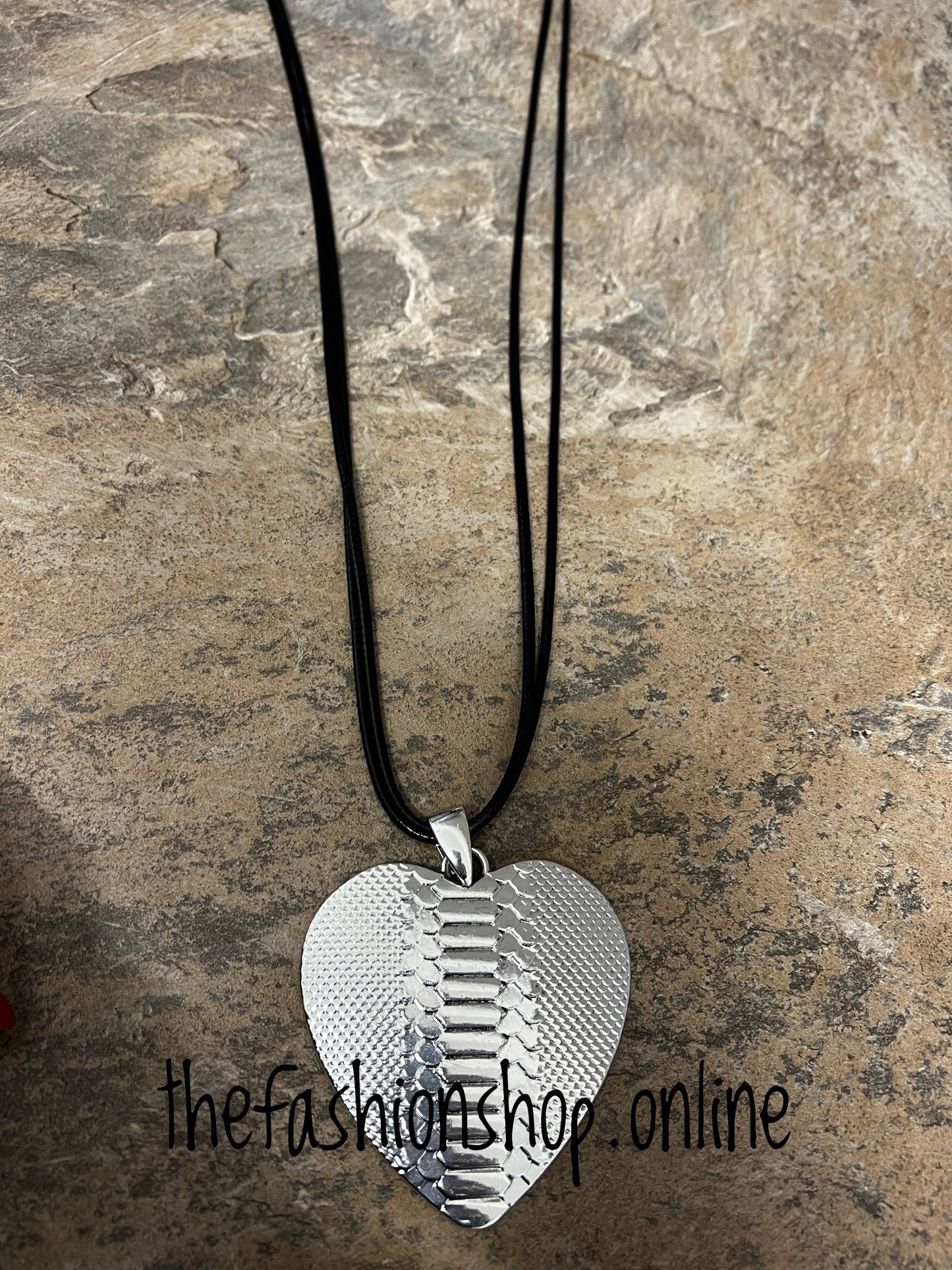 Silver heart statement necklace