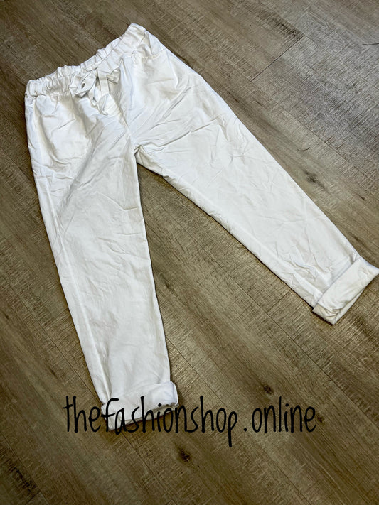White super stretchy trousers with back pockets 14-18, 18-22