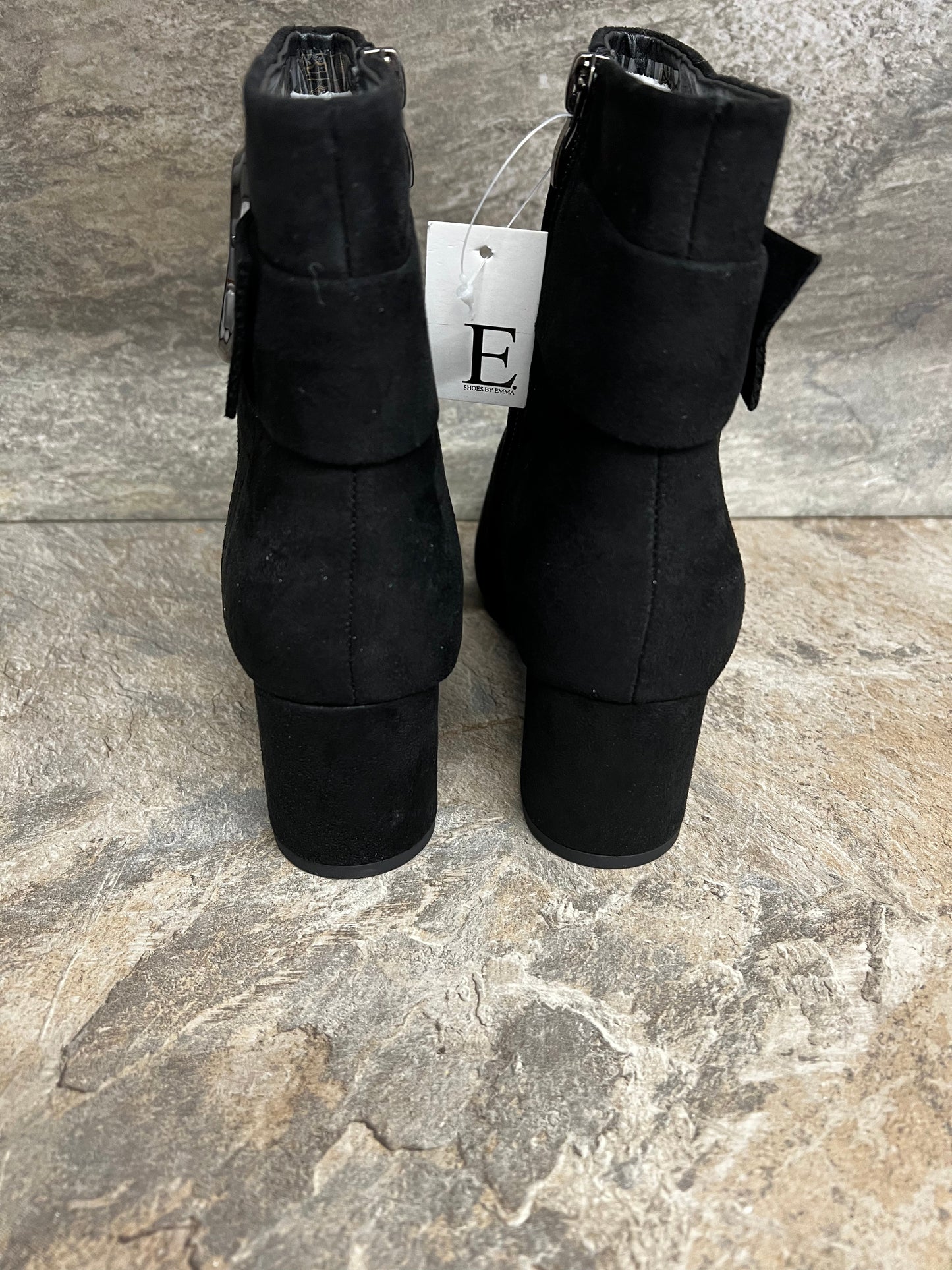 Tina black heeled buckle boot sizes 4-8