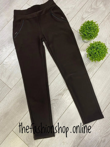 Brown jeggings wonderful fit with pocket detail sizes 8-22