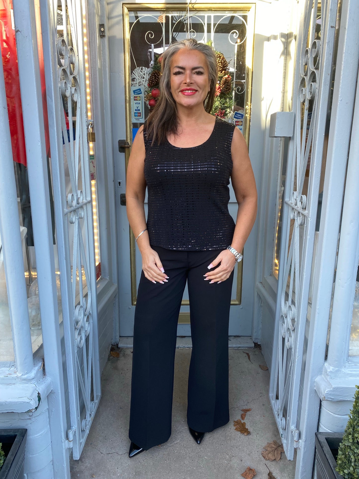 Saloos black sequin vest top 16,18