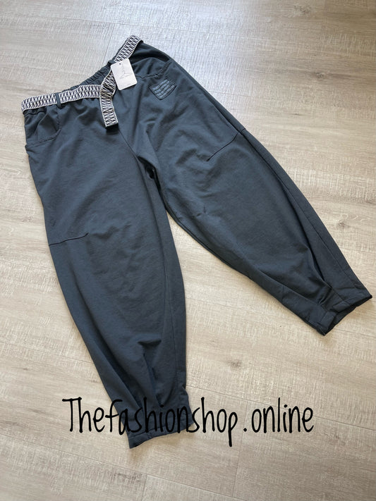 Charcoal joggers with funky belt 10-16