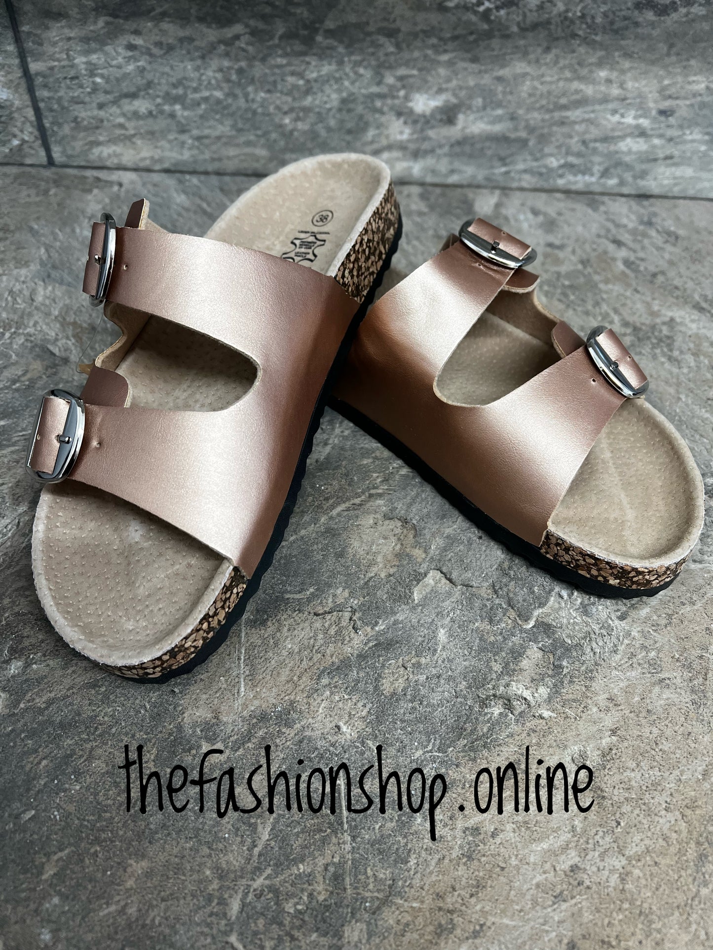 Rose gold slip on sandal sizes 3-8