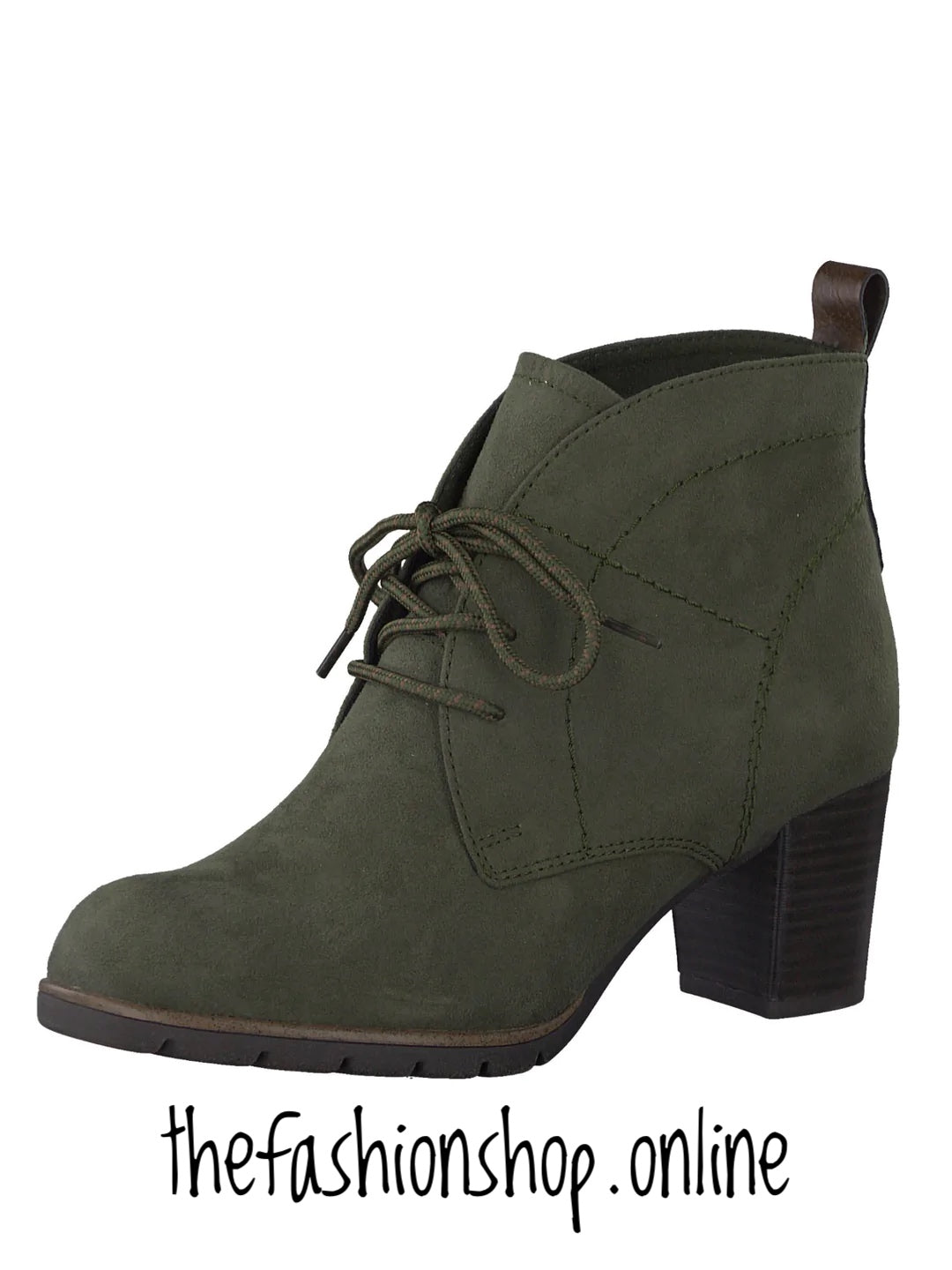 Marco Tozzi khaki heeled lace up boot 4-9