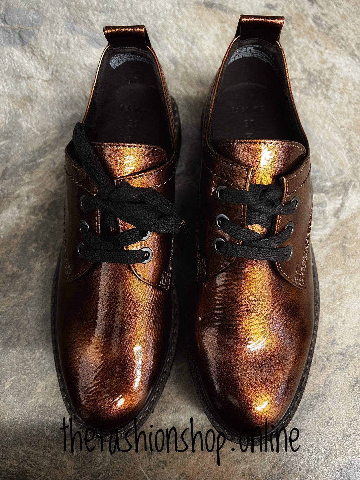 Marco Tozzi bronze patent lace up shoe 4-9