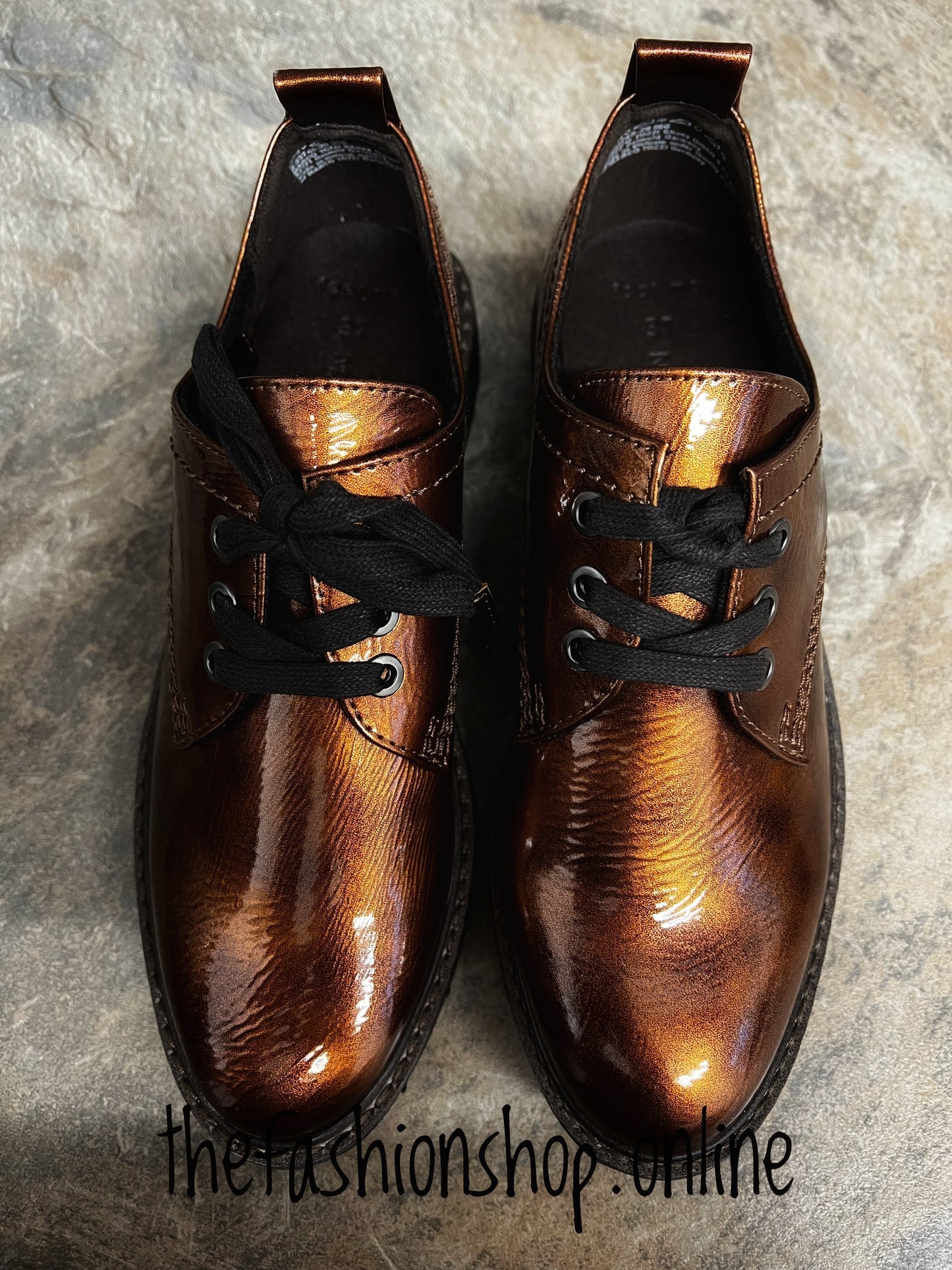Marco Tozzi bronze patent lace up shoe sizes 4-9