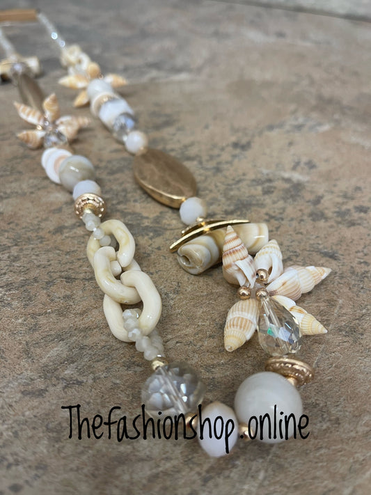 Stone and gold shell necklace