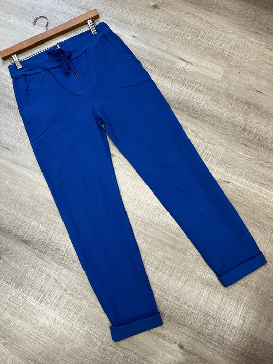 Plus size royal blue smooth super stretchy trousers 18-22