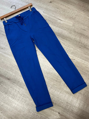 Plus size royal blue smooth super stretchy trousers 18-22