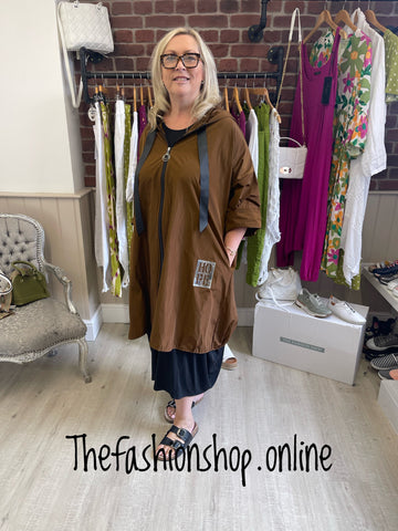 Plus size tan hooded rain mac 18-24