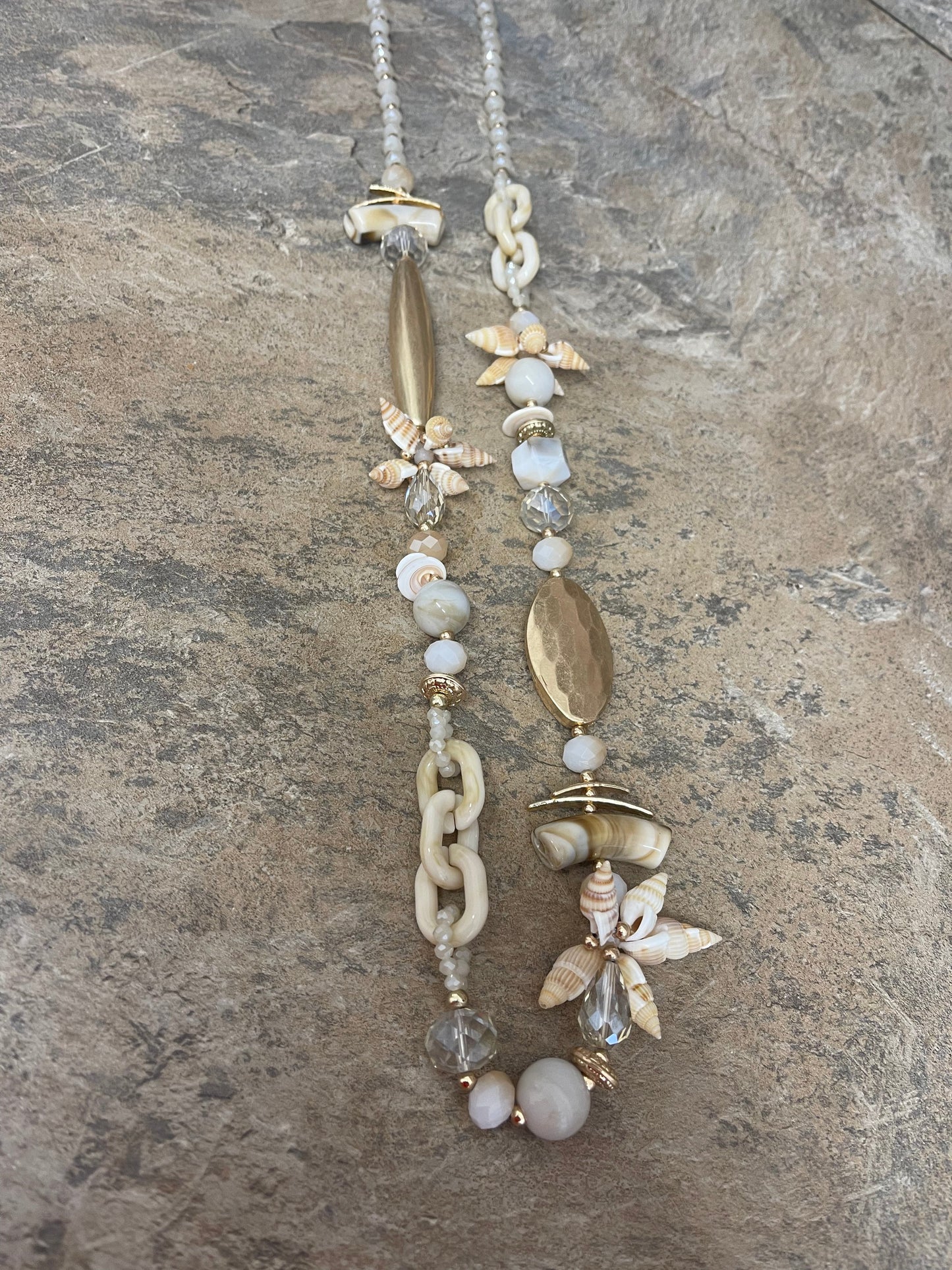 Stone and gold shell necklace