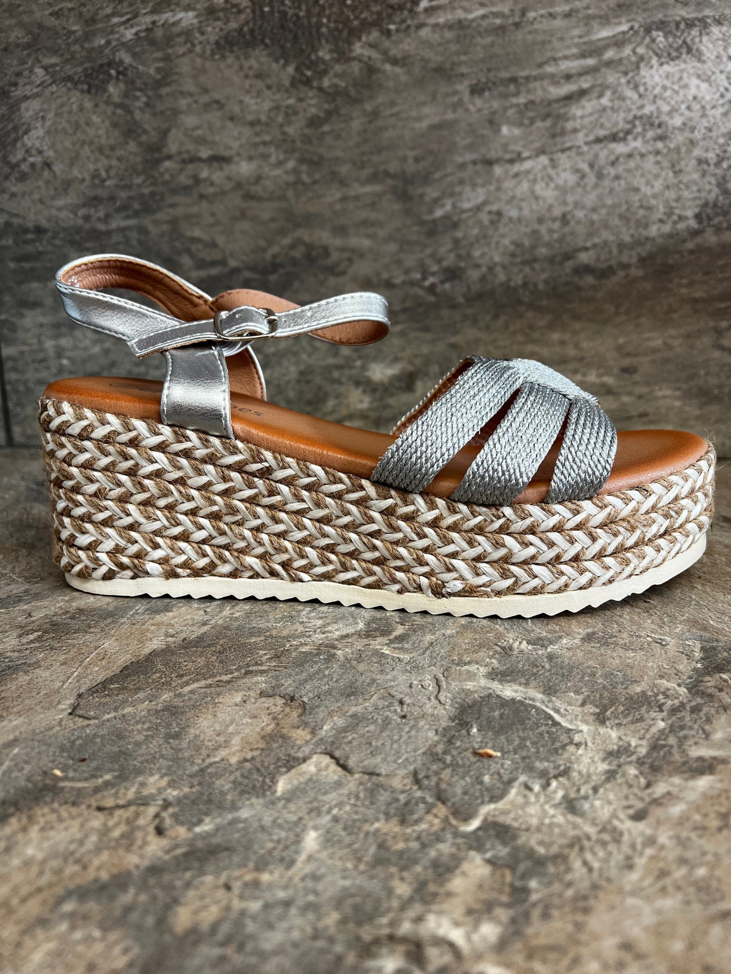 Silver rope detail wedge sandal sizes 3-8