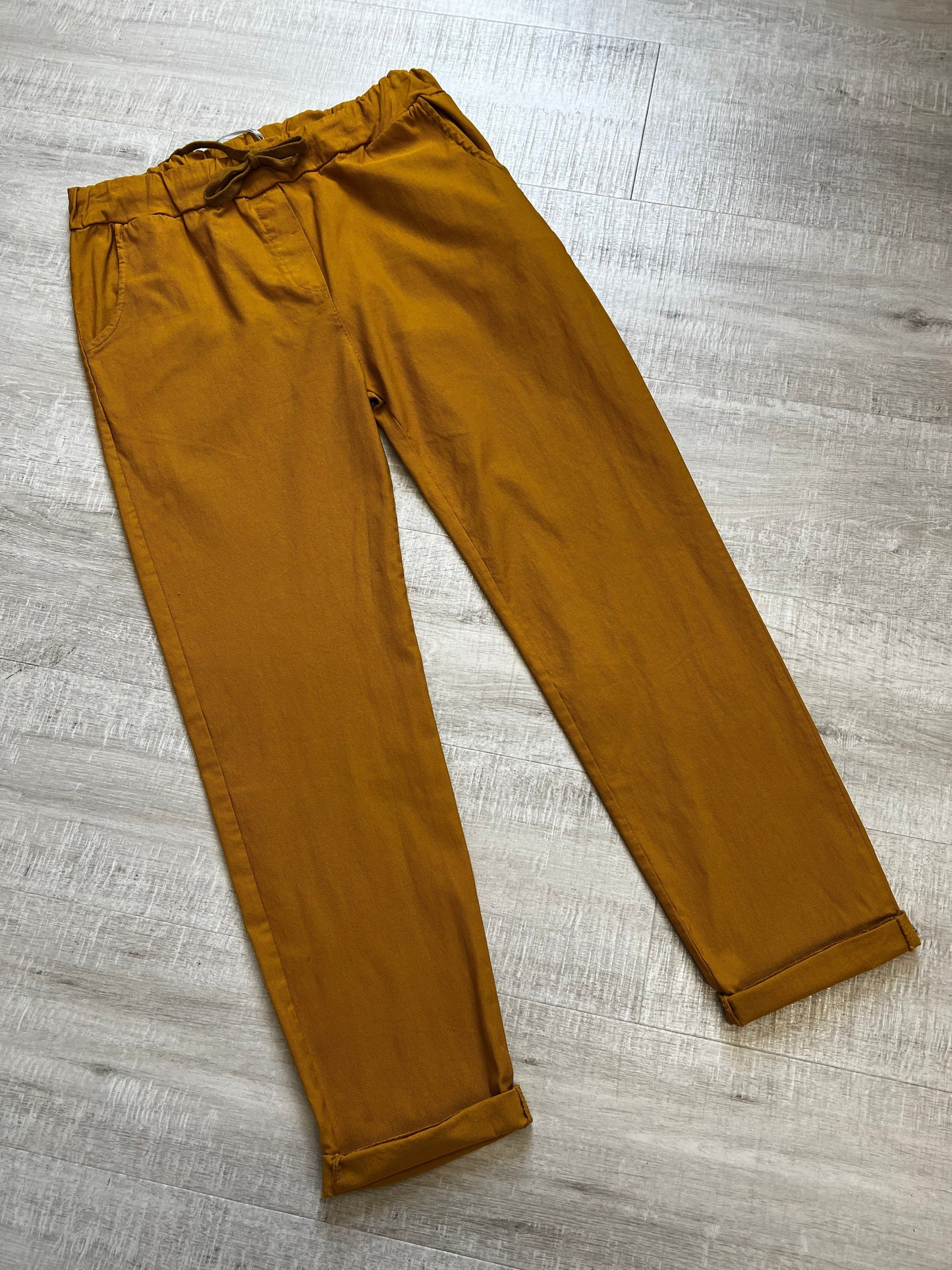 Plus size mustard smooth super stretchy trousers 18-22