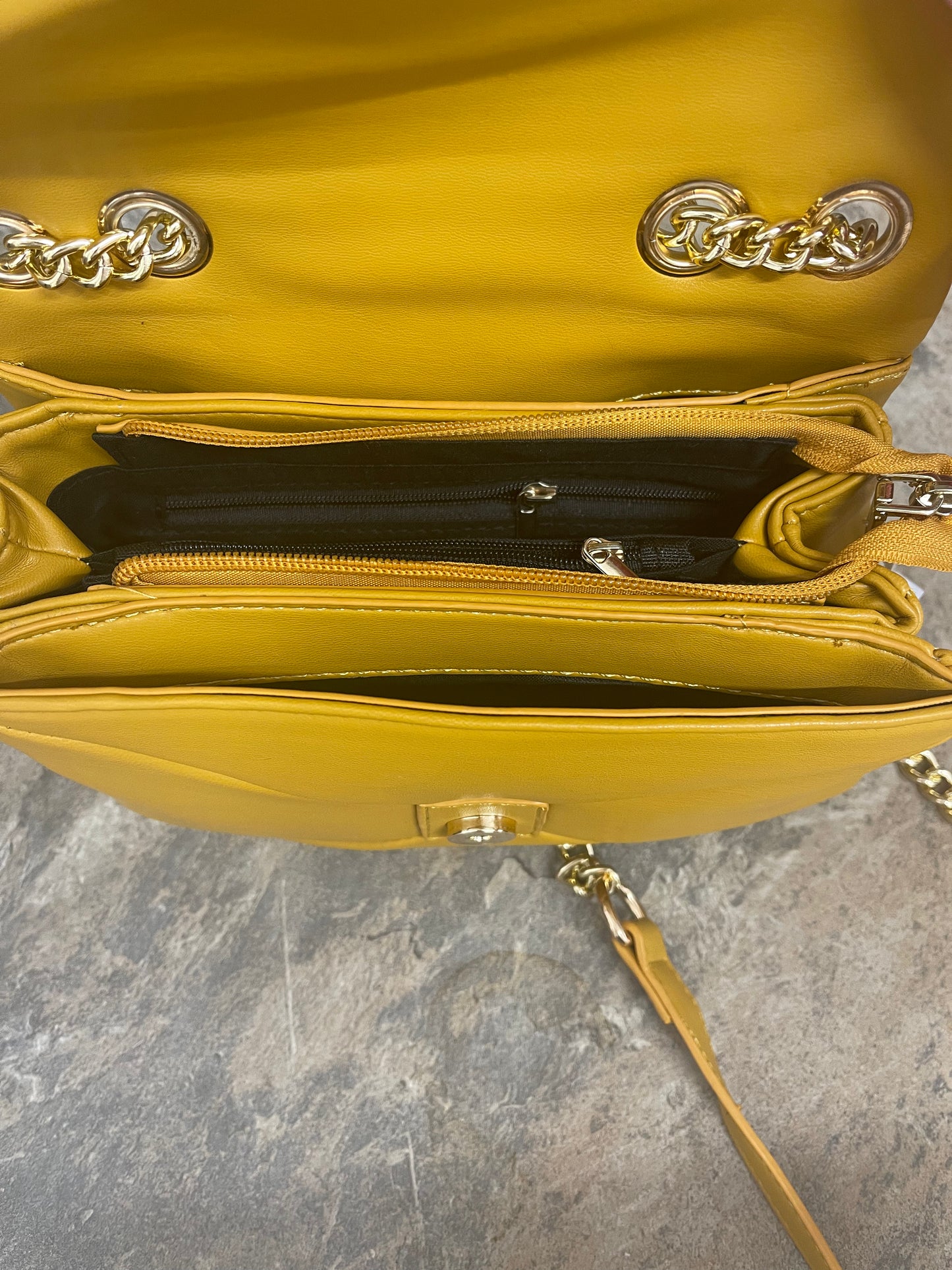 Mustard envelope chain crossbody bag