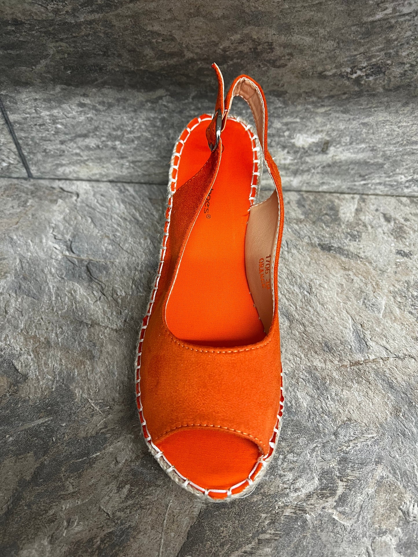 Orange open toe wedges 3-8