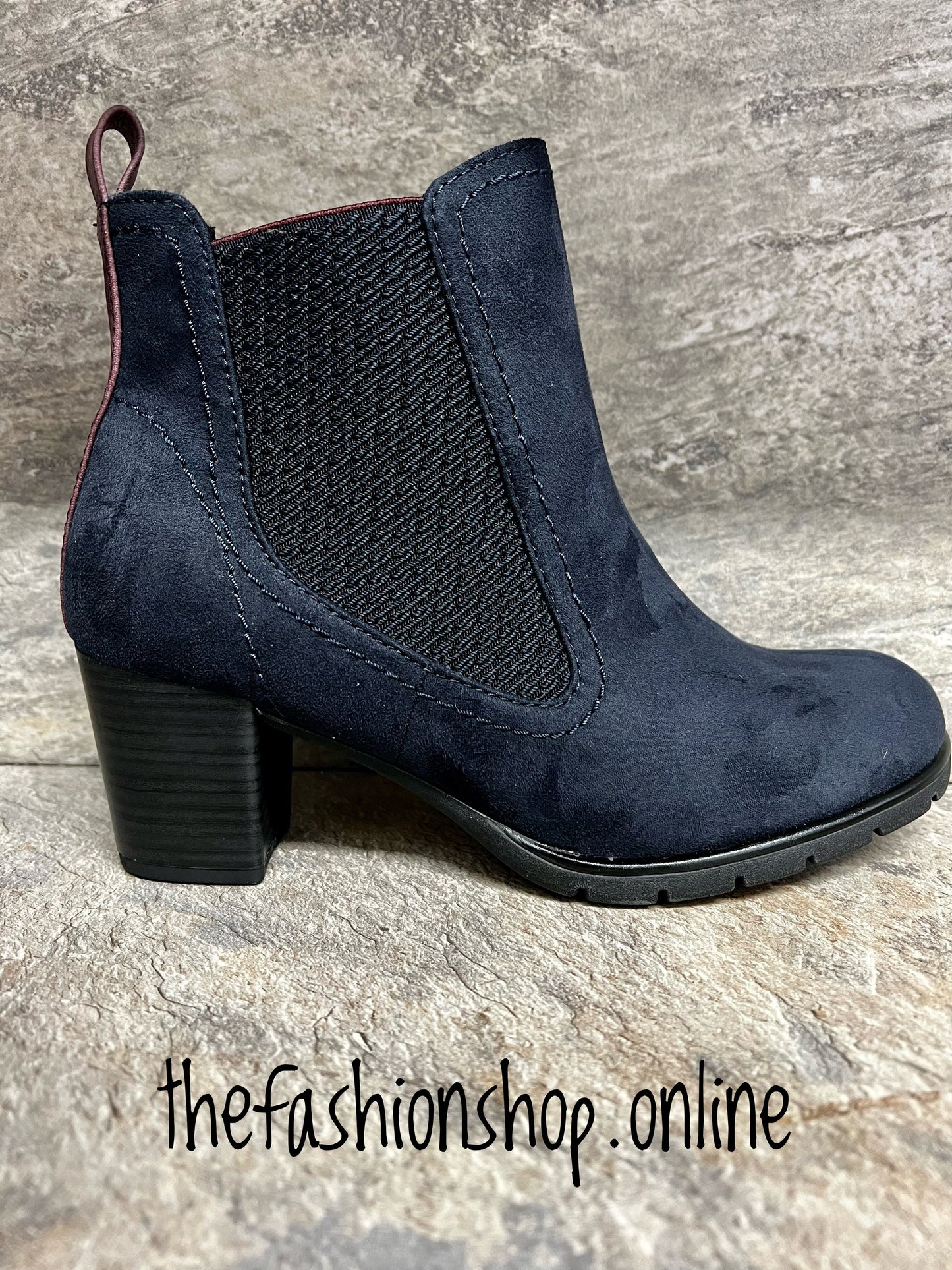 Marco Tozzi navy heeled Chelsea ankle boot 4-9