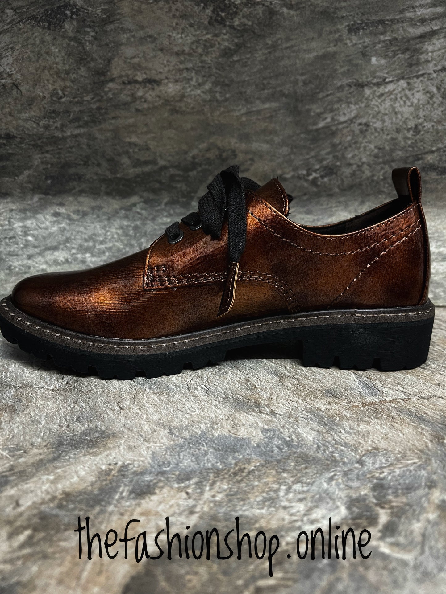 Marco Tozzi bronze patent lace up shoe sizes 4-9