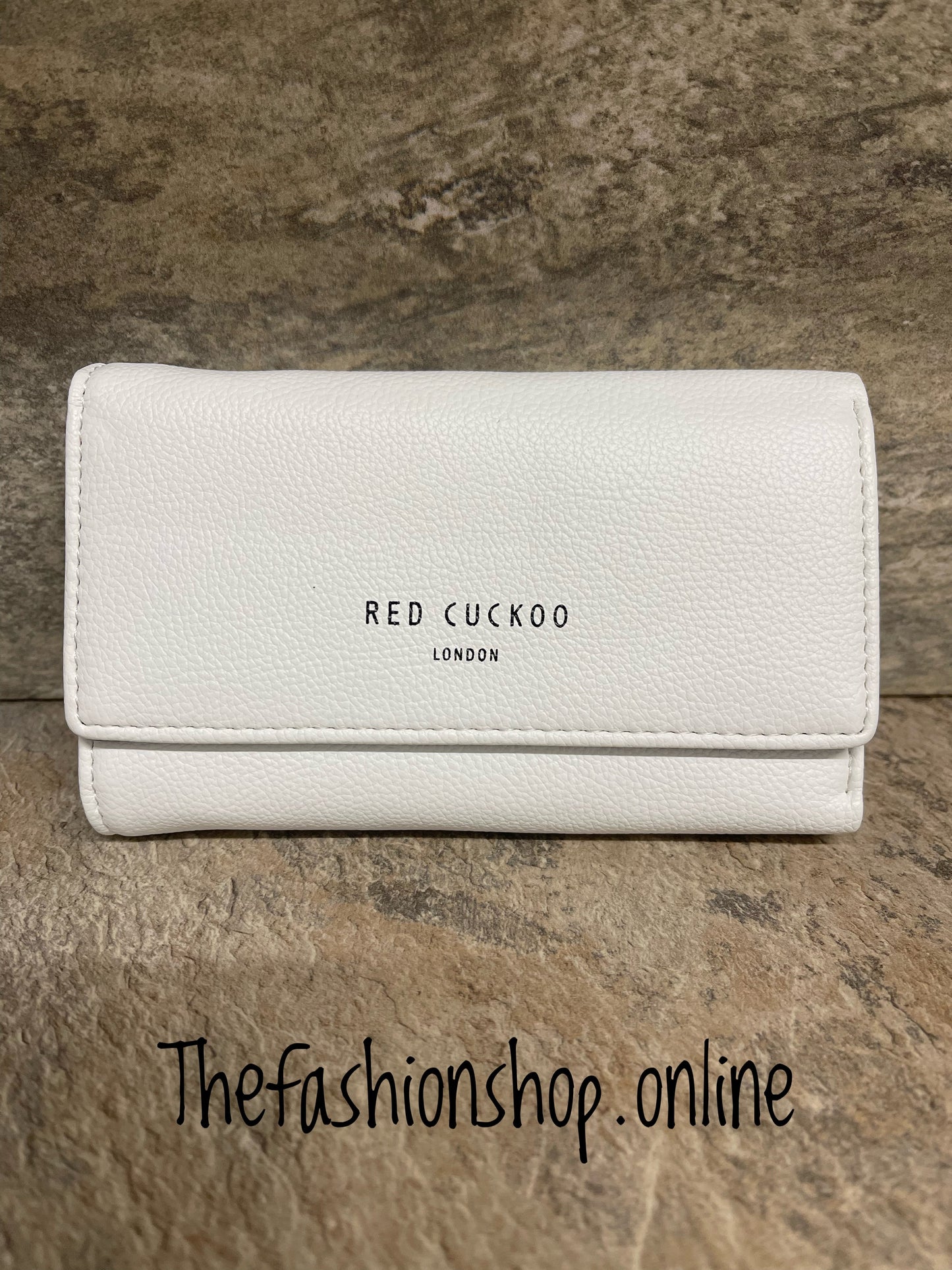 Red cuckoo white fold over purse