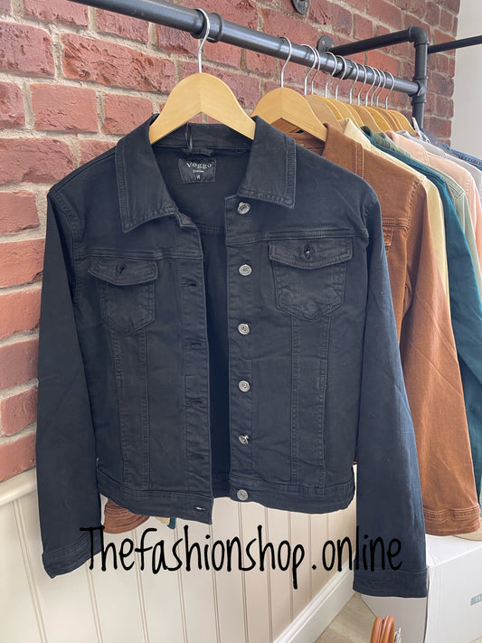 Black denim style cotton jacket sizes 8-20