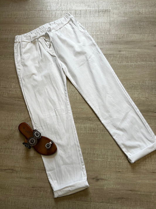 Plus size white smooth super stretchy trousers 18-22