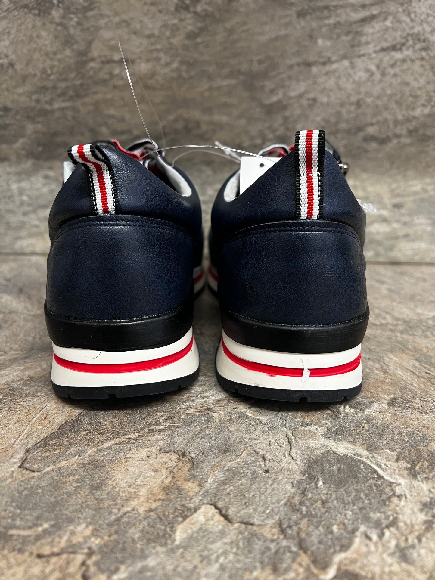 Navy, red and white lace up trainers 3-8