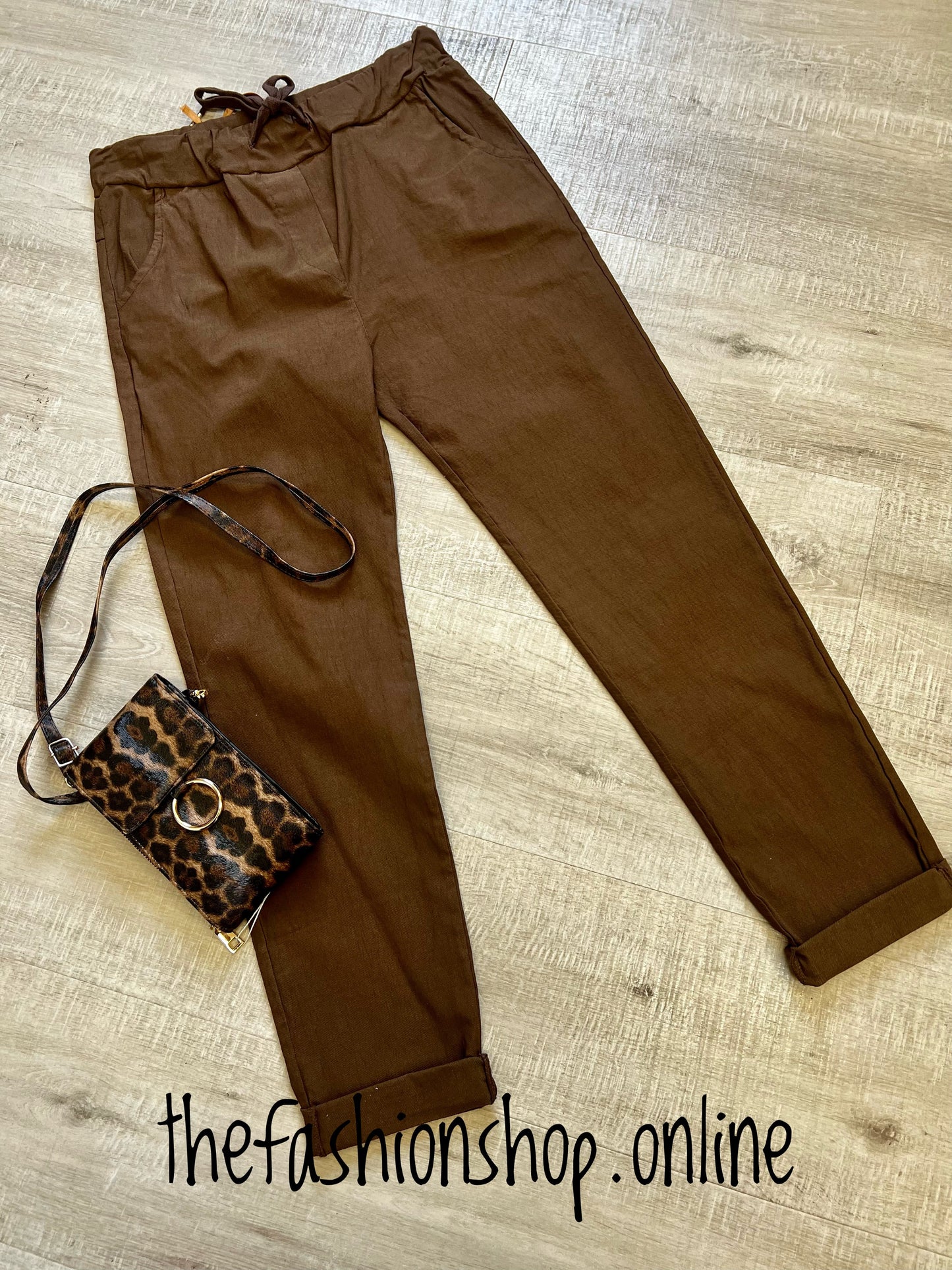 Brown smooth super stretchy trousers (reg) 10-16