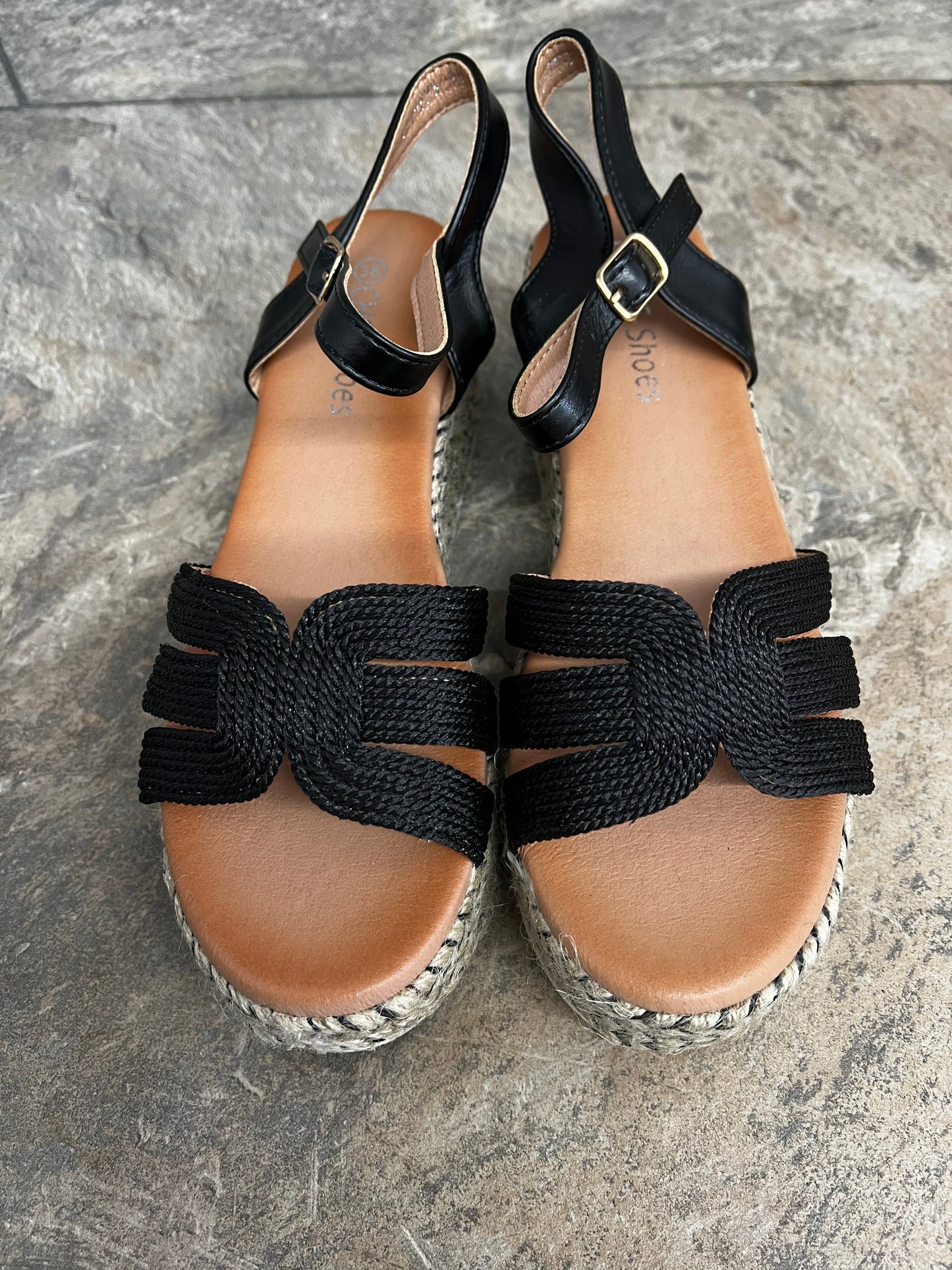 Black rope detail wedge sandal sizes 3-8