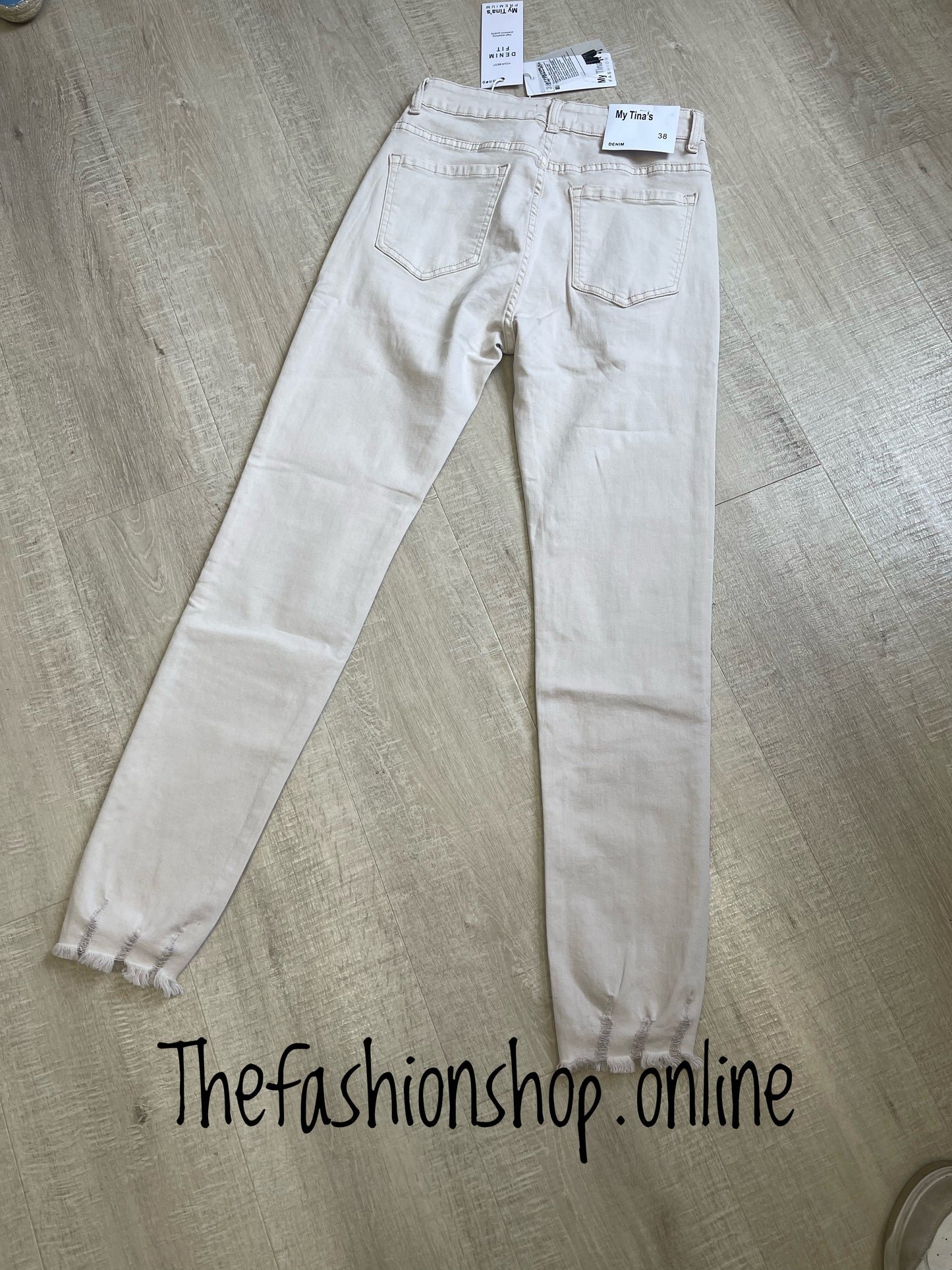 Stone premium ladies fit frayed edge jeans sizes 10-20