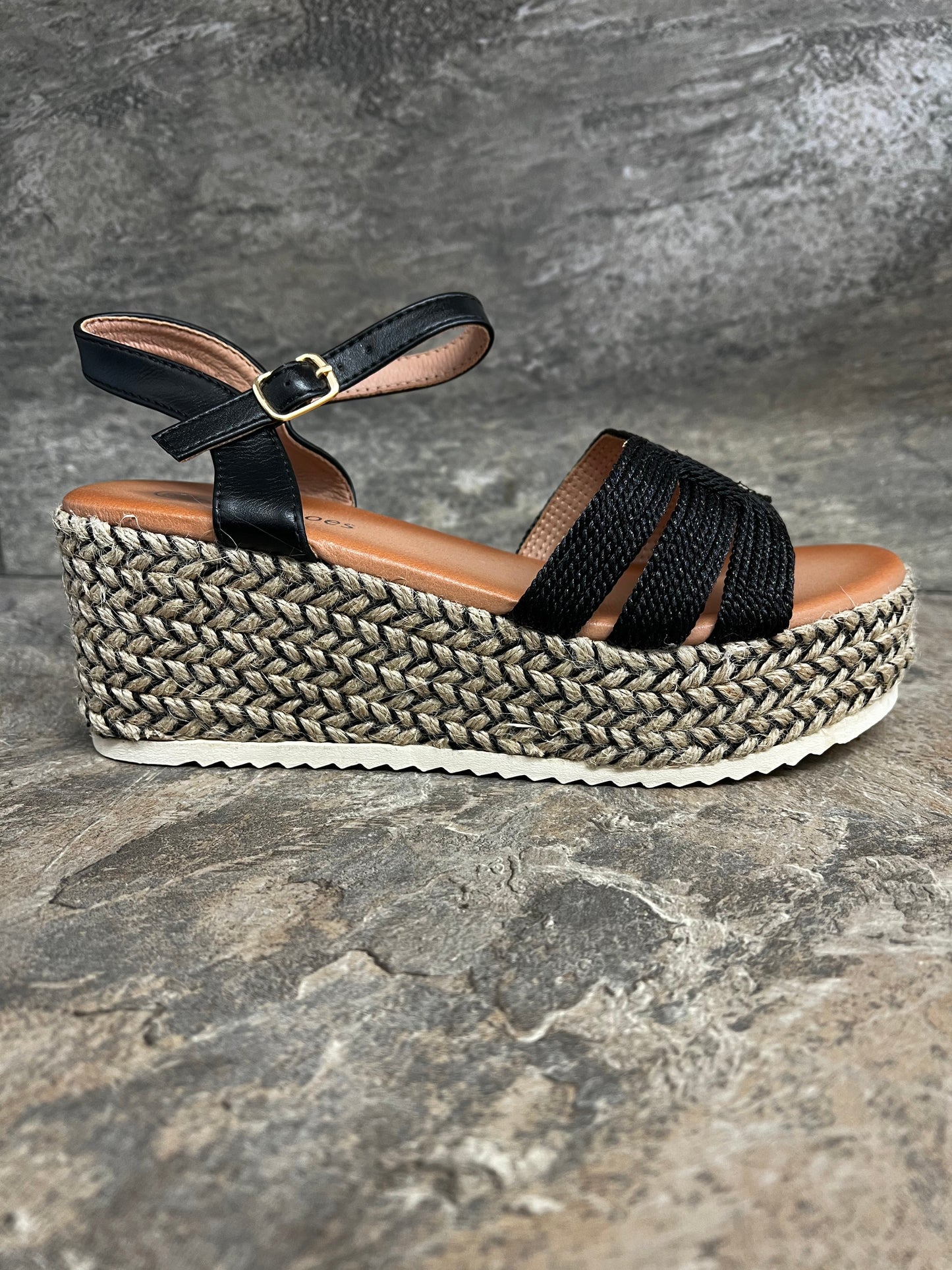 Black rope detail wedge sandal sizes 3-8